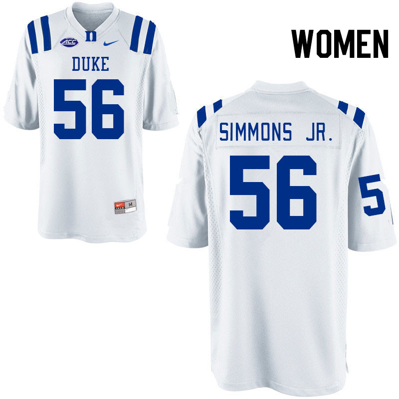 Women #56 Terry Simmons Jr. Duke Blue Devils College Football Jerseys Stitched Sale-White - Click Image to Close